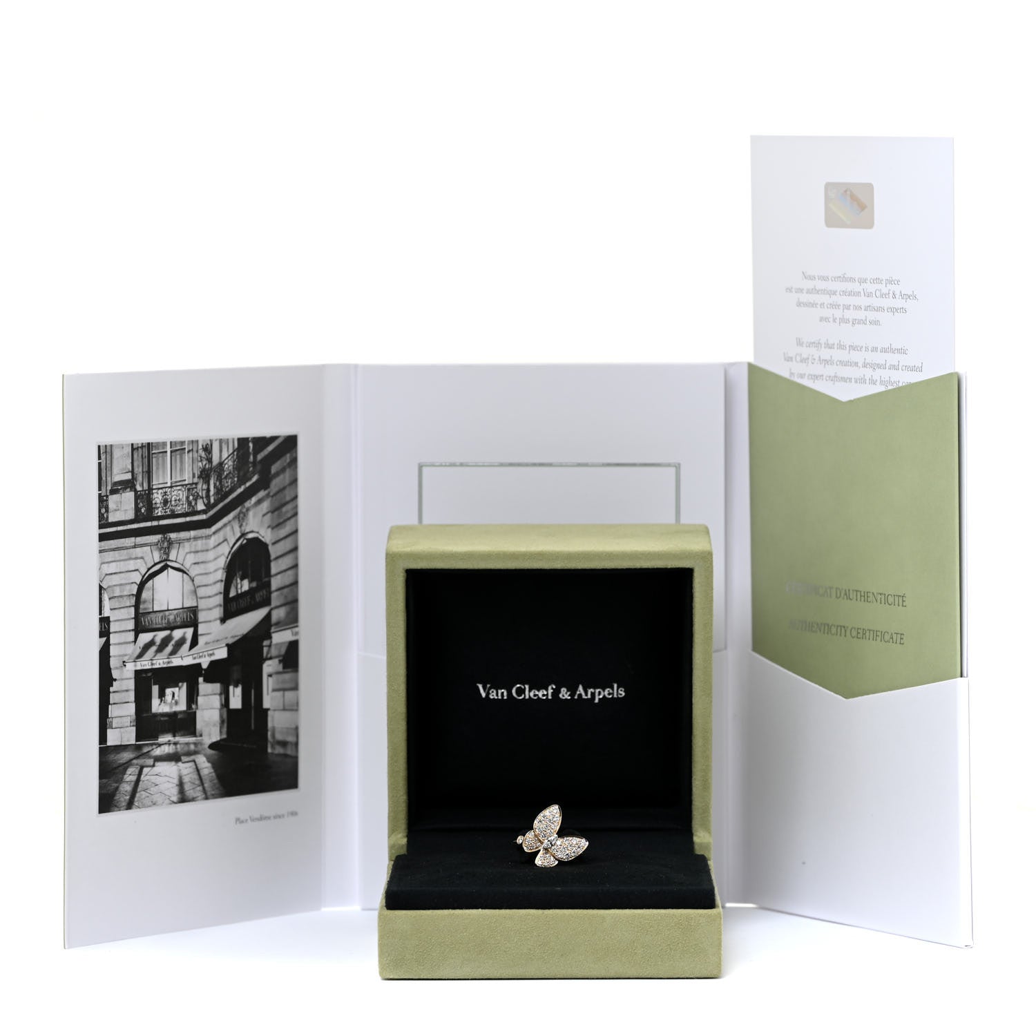 Van Cleef & Arpels 18K Yellow Gold Two Butterfly Ring 52 6 7 of 7