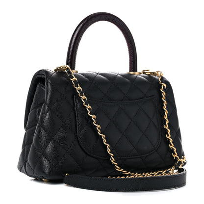 Chanel Caviar Lizard Embossed Quilted Mini Coco Handle Flap Black 5 of 10
