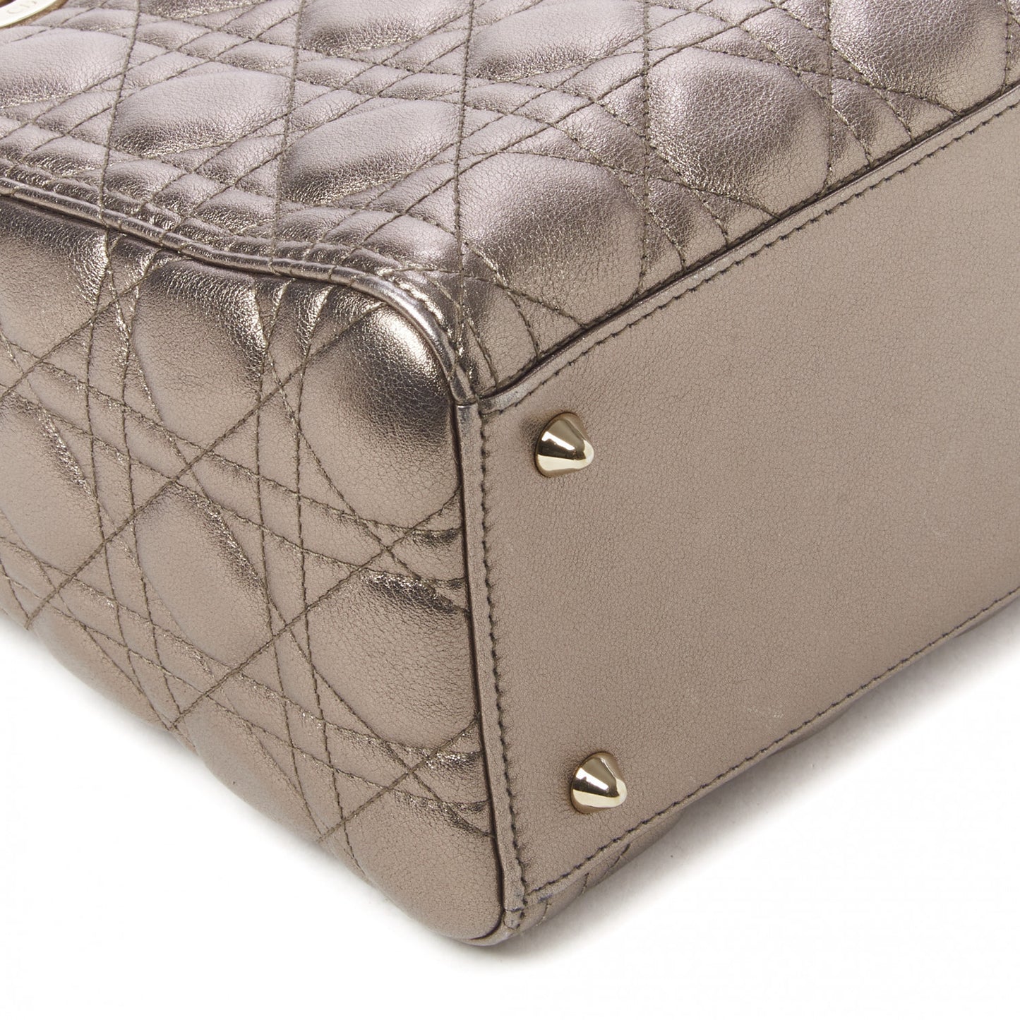 Metallic Calfskin Cannage Medium Lady Dior Gold