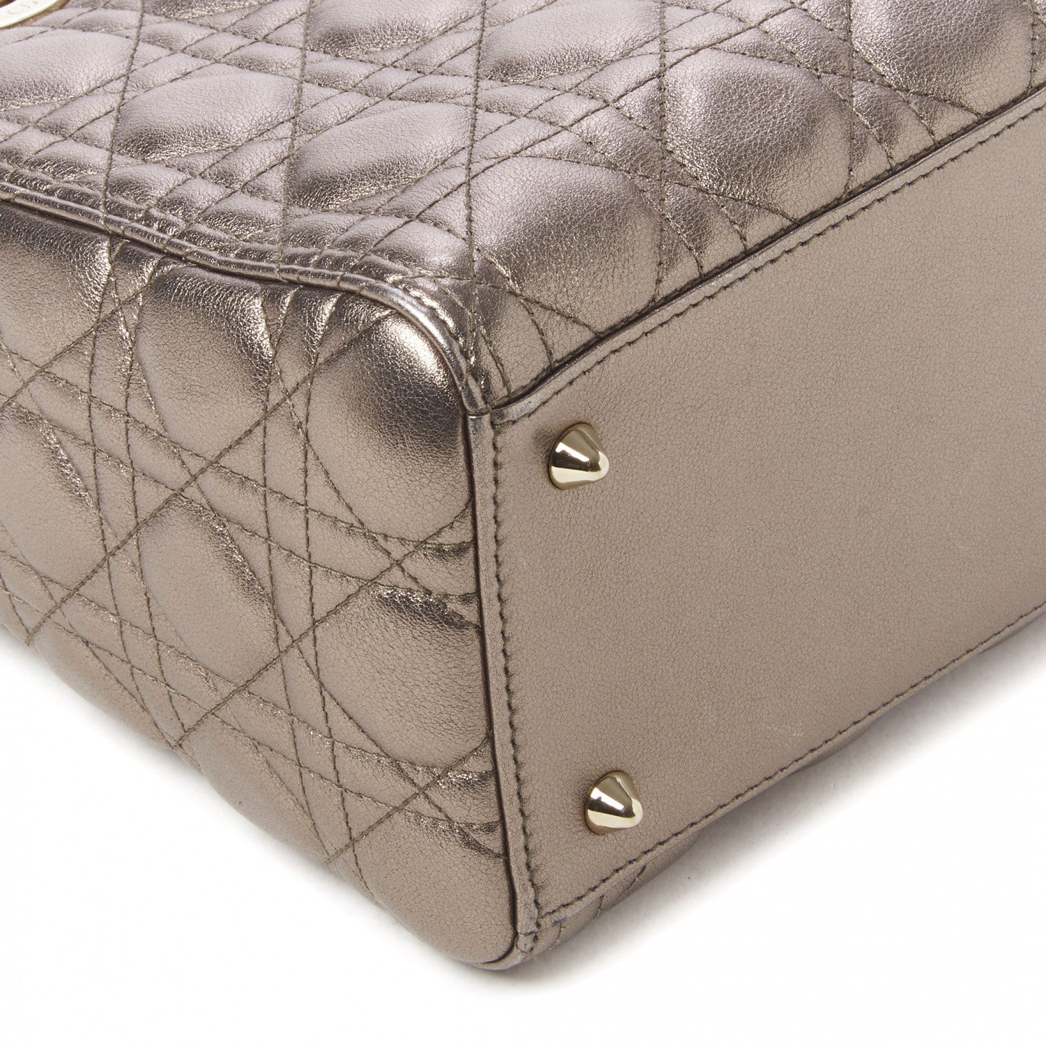 Christian Dior Metallic Calfskin Cannage Medium Lady Dior Gold 5 of 8