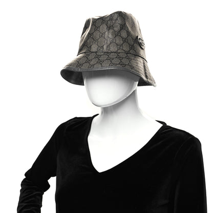 Gucci GG Supreme Monogram Textured Dollar Calfskin GG Blackie Fedora Hat S Grey Black Graphite 2 of 9