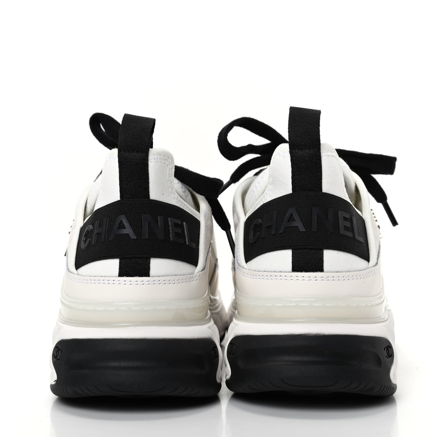Chanel Velvet Calfskin Mixed Fibers CC Sneakers 38.5 Ivory Black 7 of 11