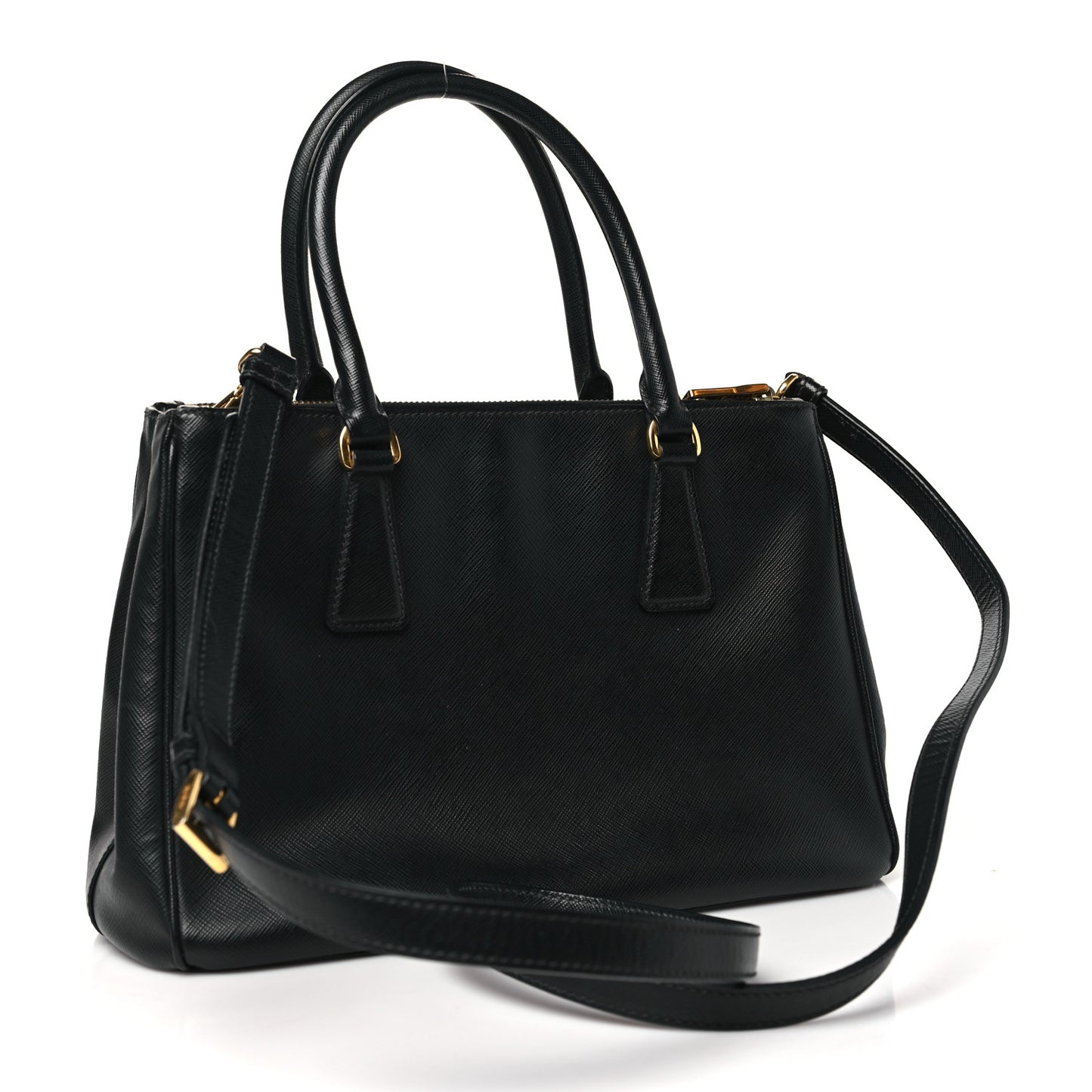 Saffiano Small Galleria Double Zip Tote Black