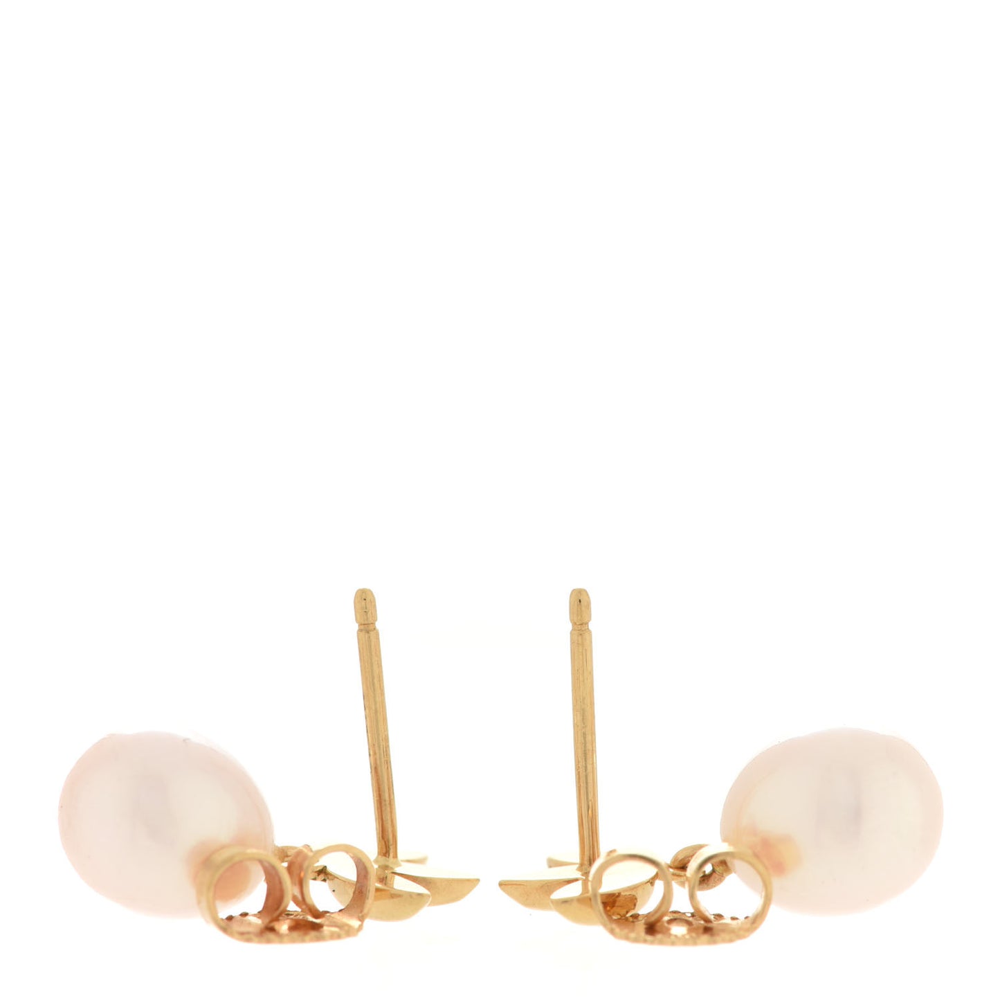 18K Yellow Gold Pearl Flower Earrings