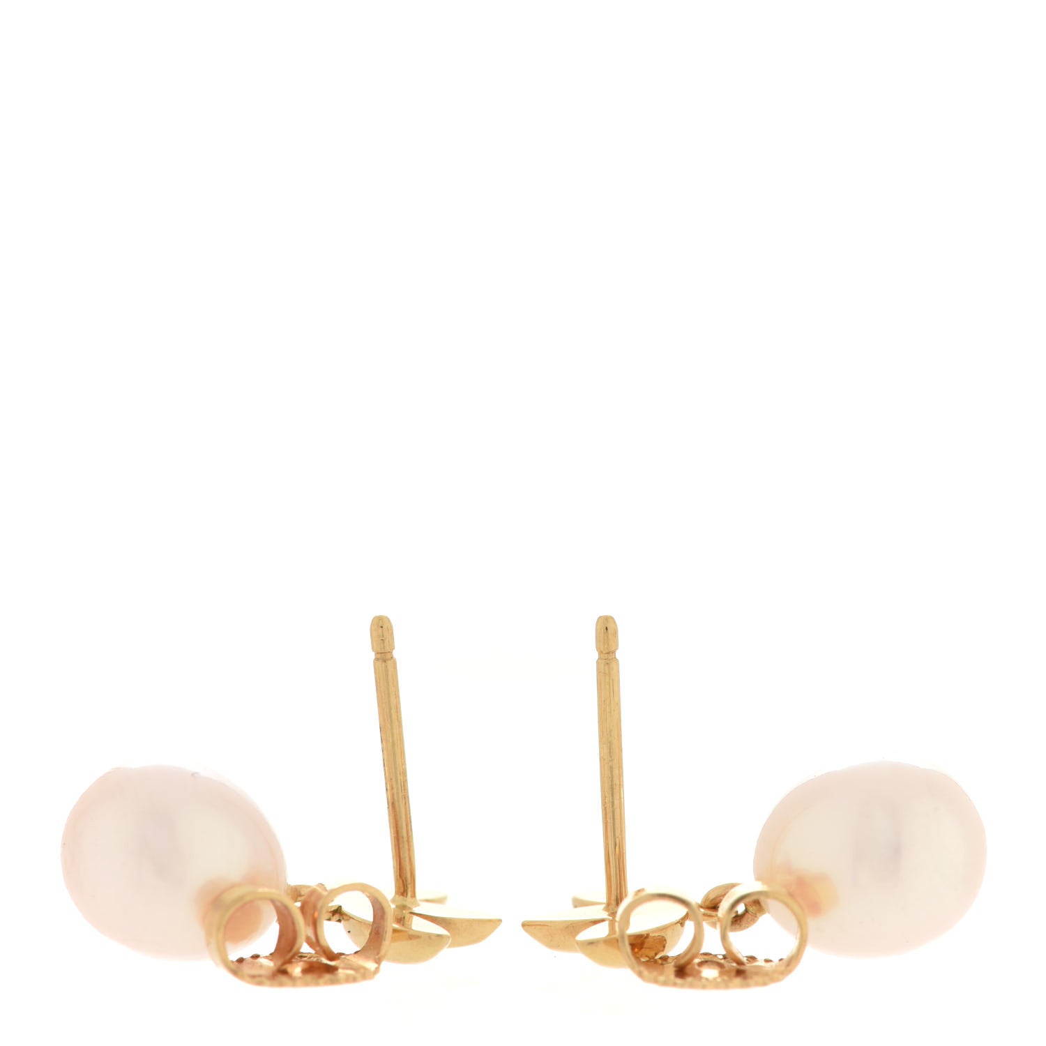 Tiffany 18K Yellow Gold Pearl Flower Earrings 3 of 5
