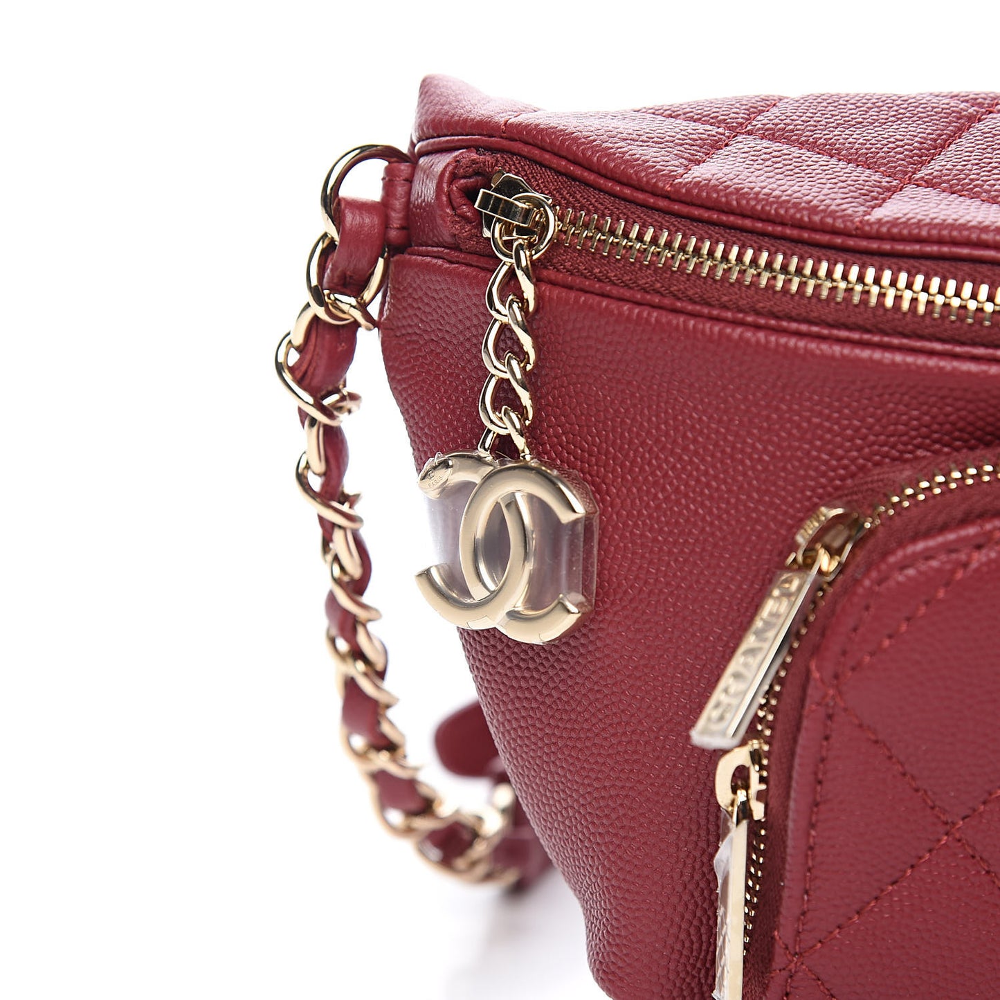 Caviar Quilted Business Affinity Waist Belt Bag Burgundy