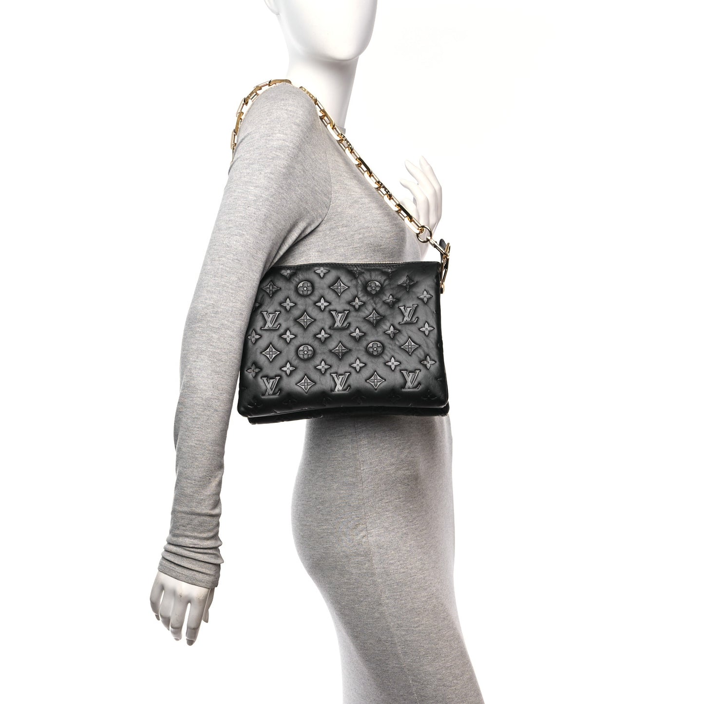 Lambskin Embossed Monogram Coussin PM Black