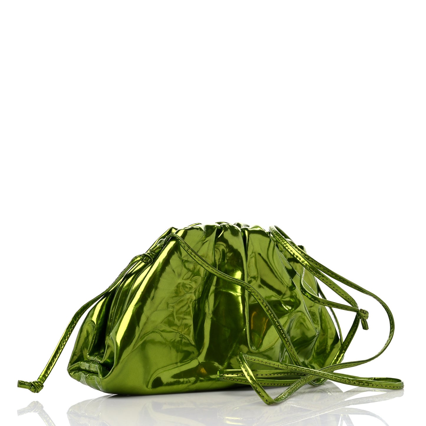 Metallic Crushed Calfskin The Mini Pouch Chlorophyll