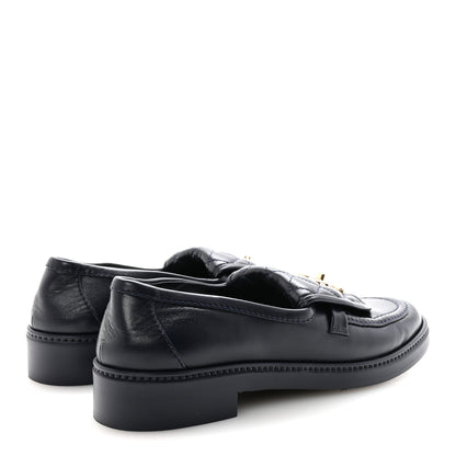 Chanel Lambskin Quilted CC Turnlock Loafers 38.5 Navy 5 of 9