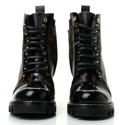 Louis Vuitton Patent Calfskin Monogram Star Trail Ankle Boots 37.5 Black 2 of 10