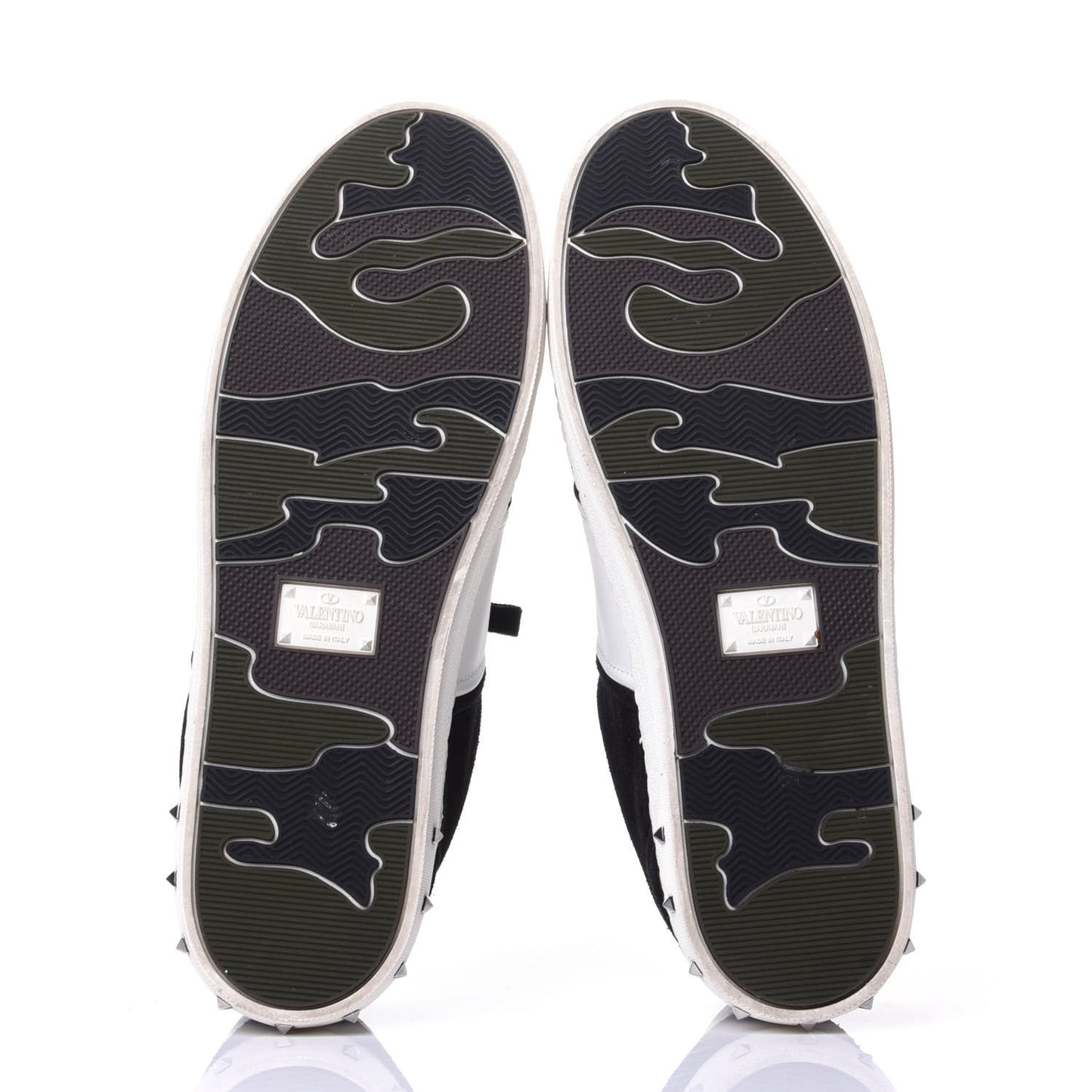 Suede Calfskin Womens Rockstud Flycrew Sneakers 40 Black White