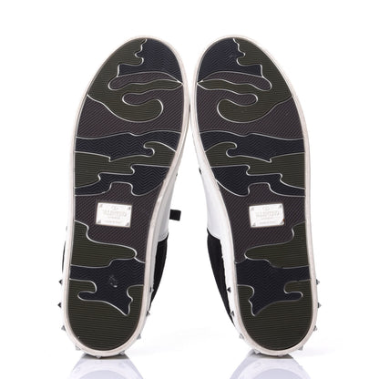 Valentino Garavani Suede Calfskin Womens Rockstud Flycrew Sneakers 40 Black White 7 of 12