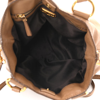 Miu Miu Vitello Daino Grommet Top Handle Tote Naturale 5 of 12