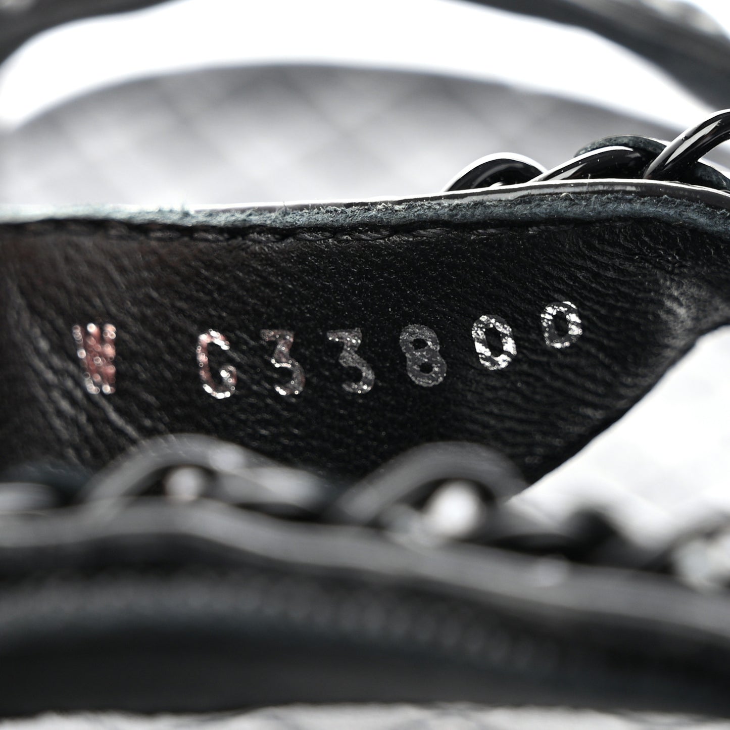 Laminated Goatskin Chain Sandals 39 Black