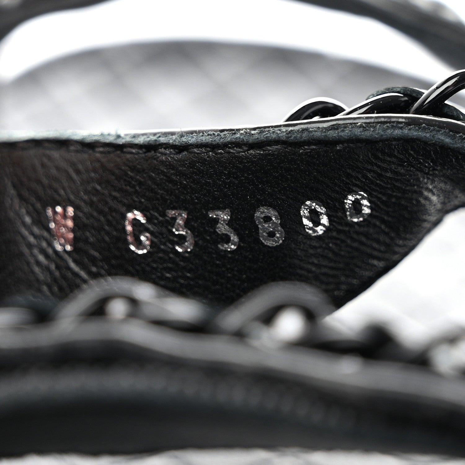 Chanel Laminated Goatskin Chain Sandals 39 Black 8 of 9