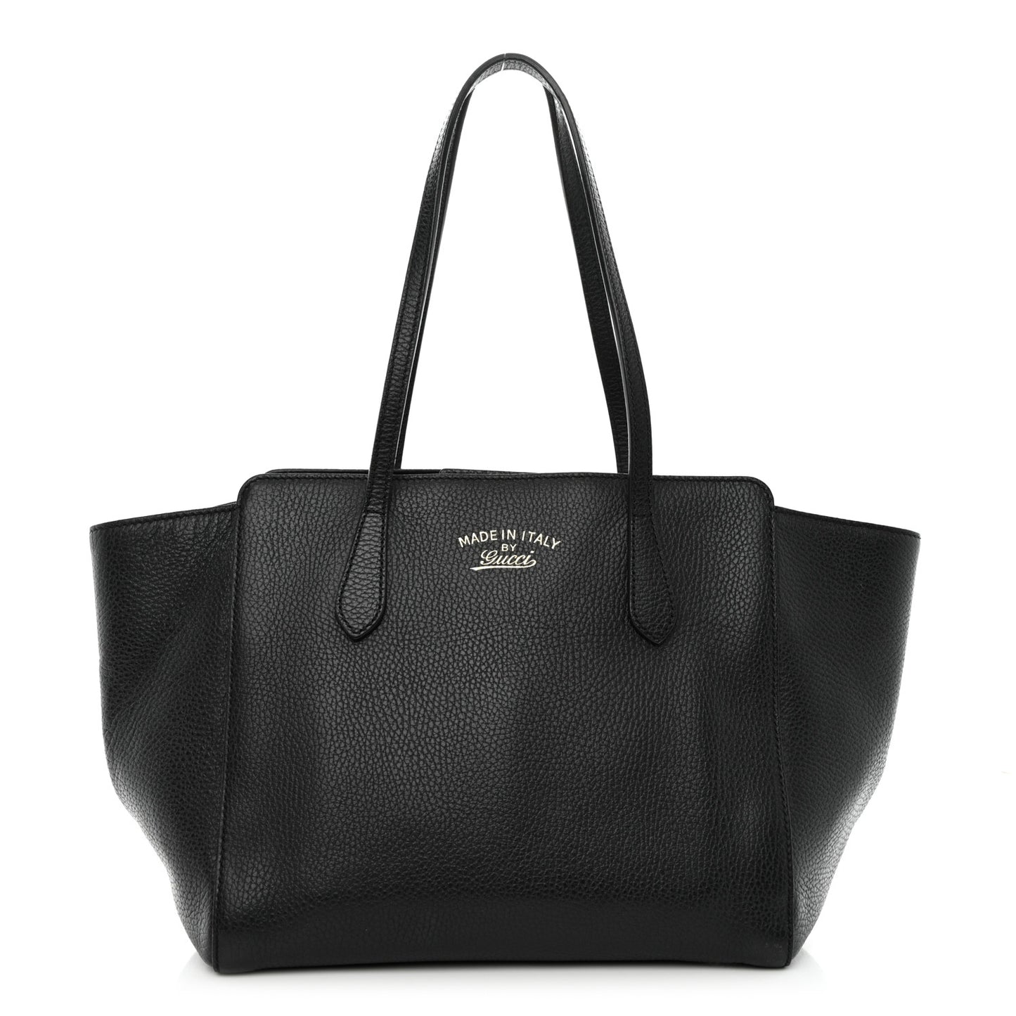 Pebbled Calfskin Small Swing Tote Black
