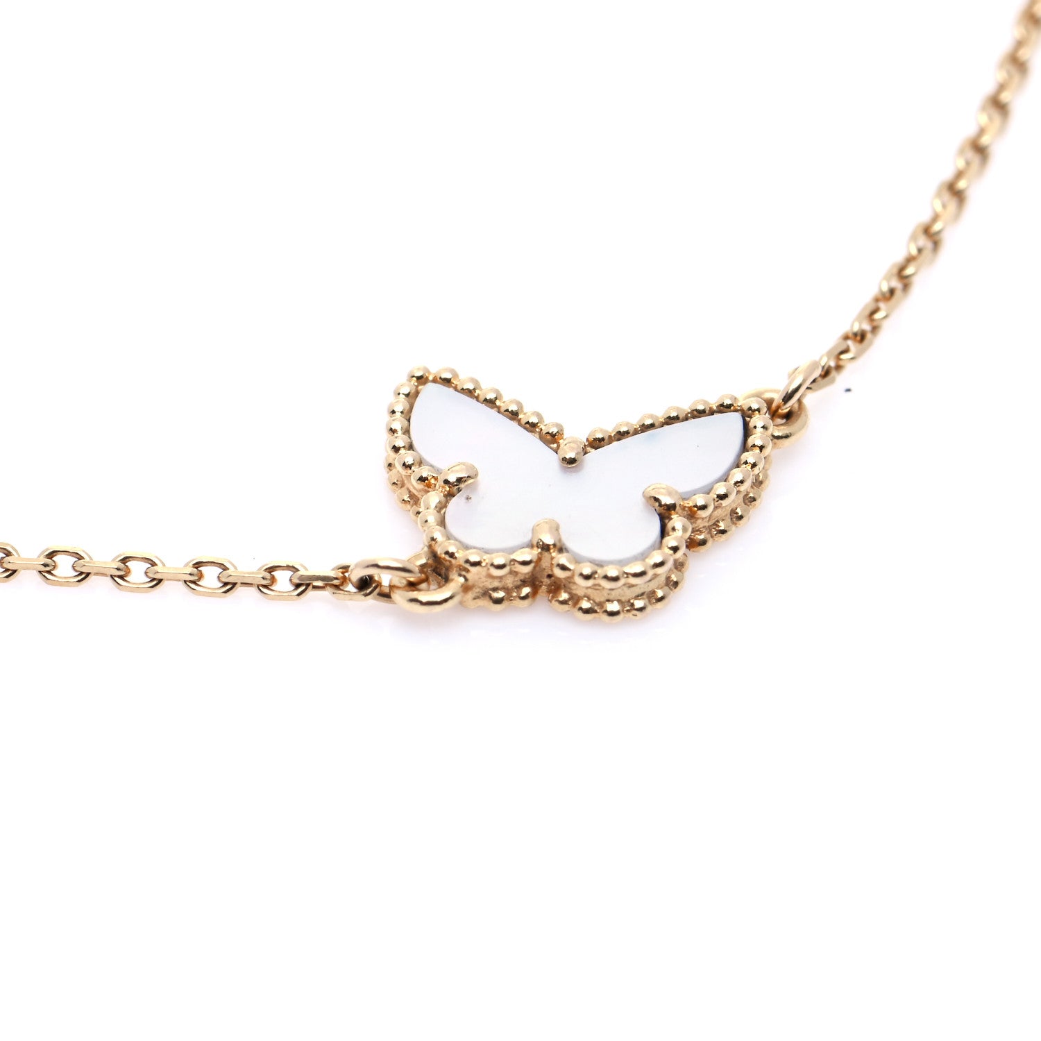 Van Cleef & Arpels 18K Yellow Gold Mother of Pearl Sweet Alhambra Butterfly Bracelet 4 of 9