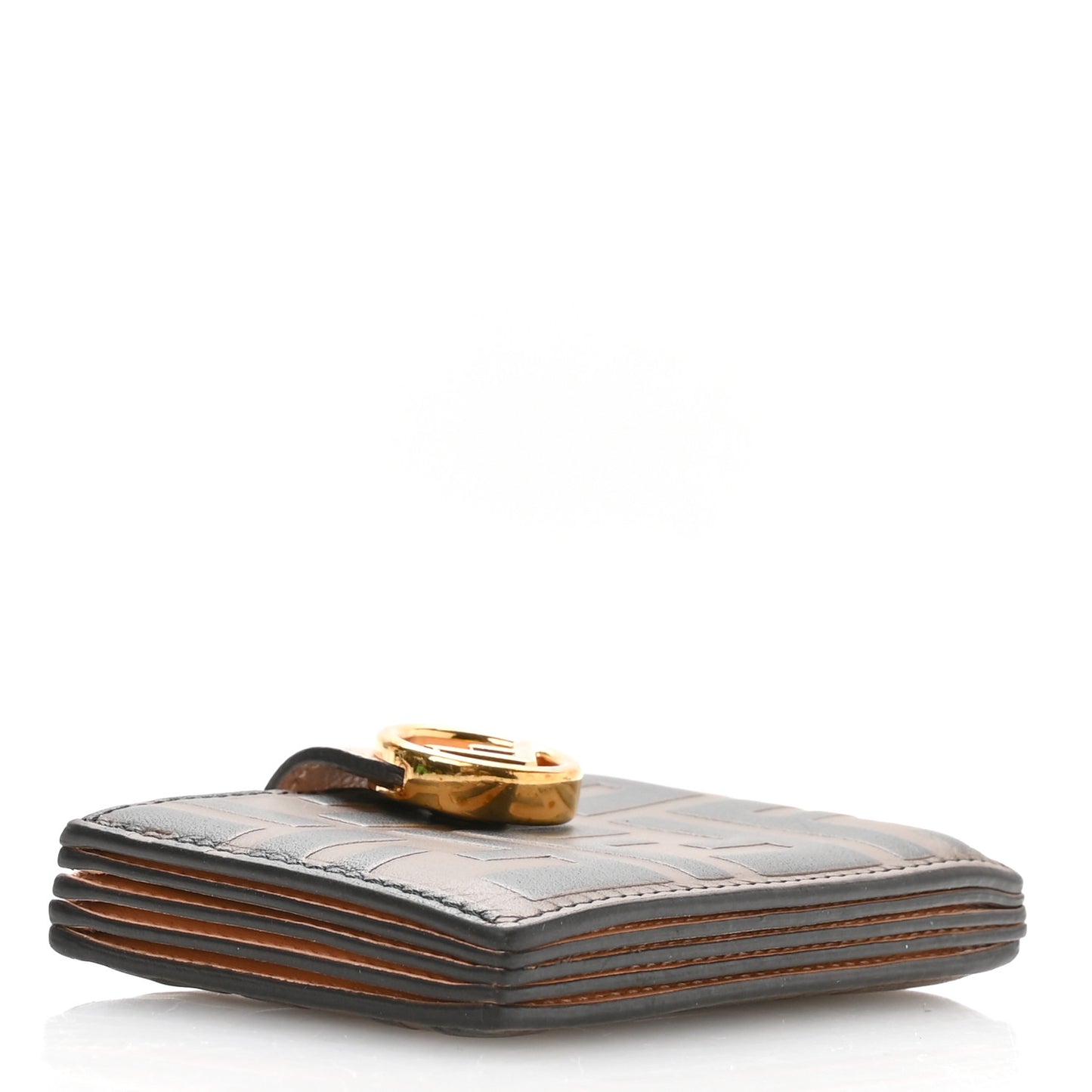 Vitello Cruise F is Fendi Bi-Color FF 1974 Embossed Gusseted Card Holder Maya Black Peonia