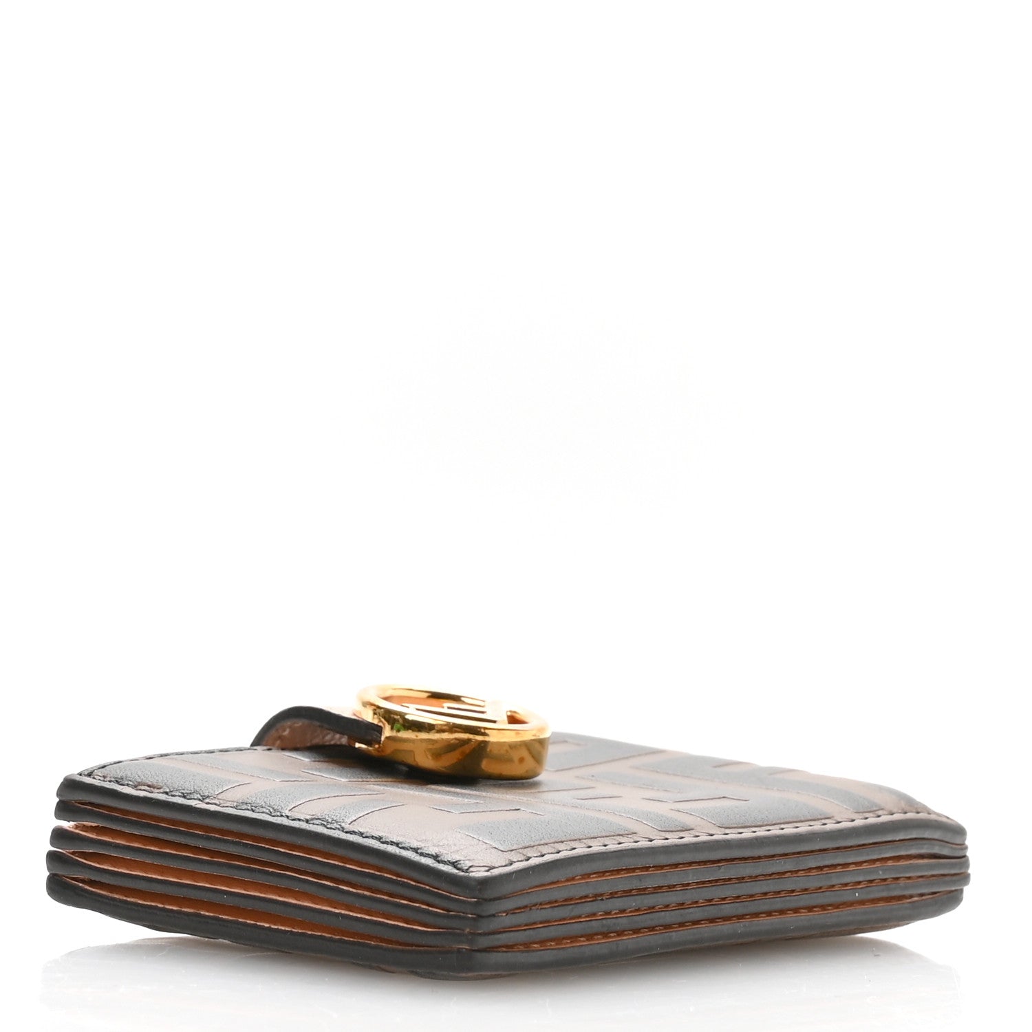 Fendi Vitello Cruise F is Fendi Bi-Color FF 1974 Embossed Gusseted Card Holder Maya Black Peonia 4 of 7