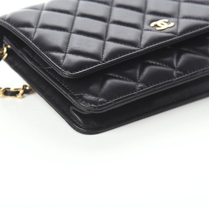 Chanel Lambskin Quilted Wallet On Chain WOC Black 9 of 10