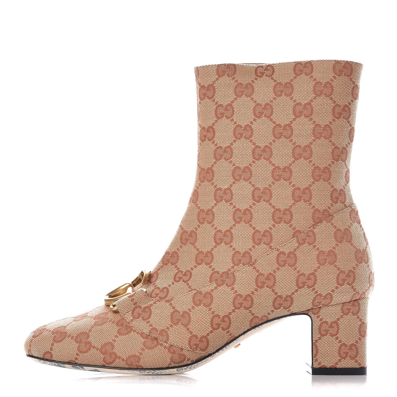 Gucci Monogram Malaga Kid GG Victoire 55mm Ankle Boots 40.5 Beige Ruggine Rust 1 of 9