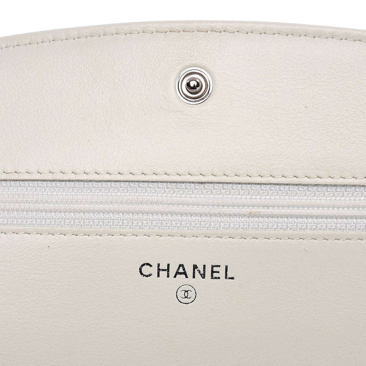 Chanel Caviar Sevruga Wallet On Chain WOC White 6 of 7