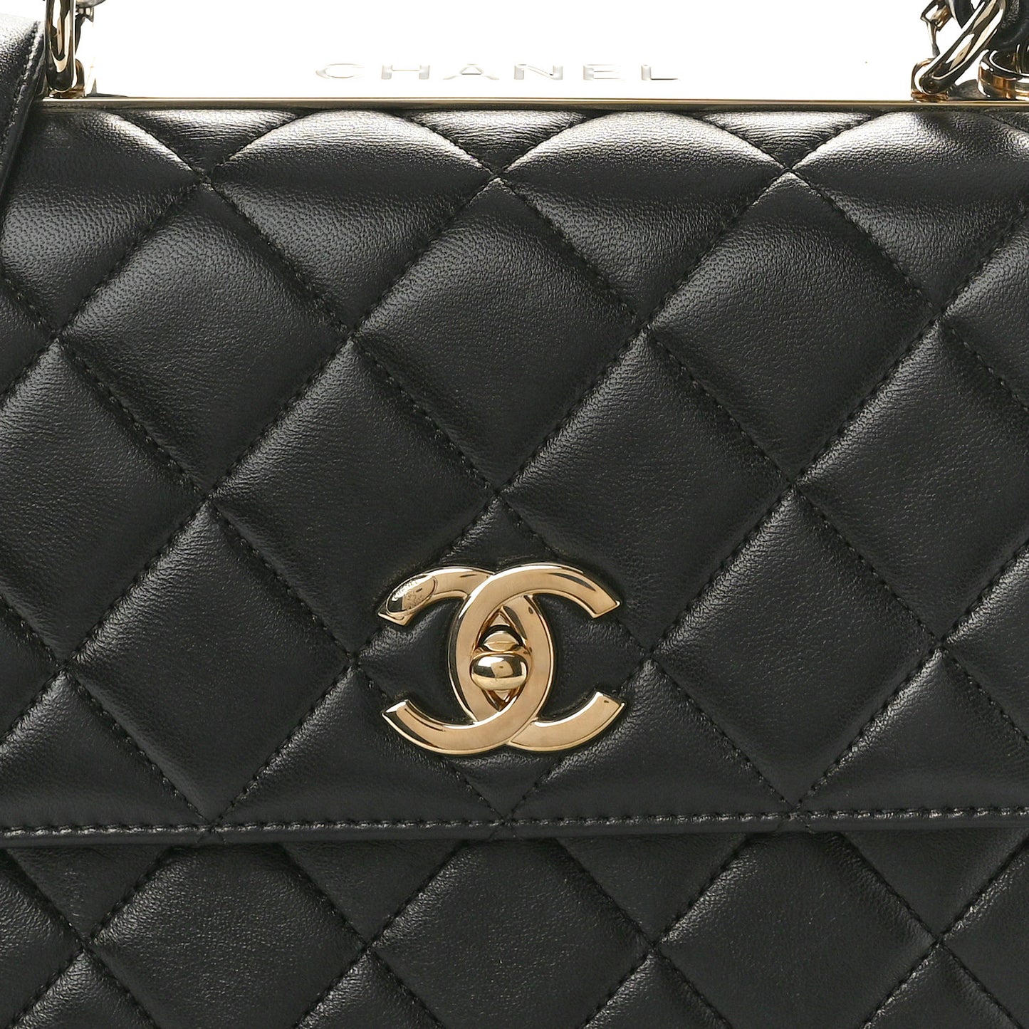 Lambskin Quilted Medium Trendy CC Flap Dual Handle Bag Black