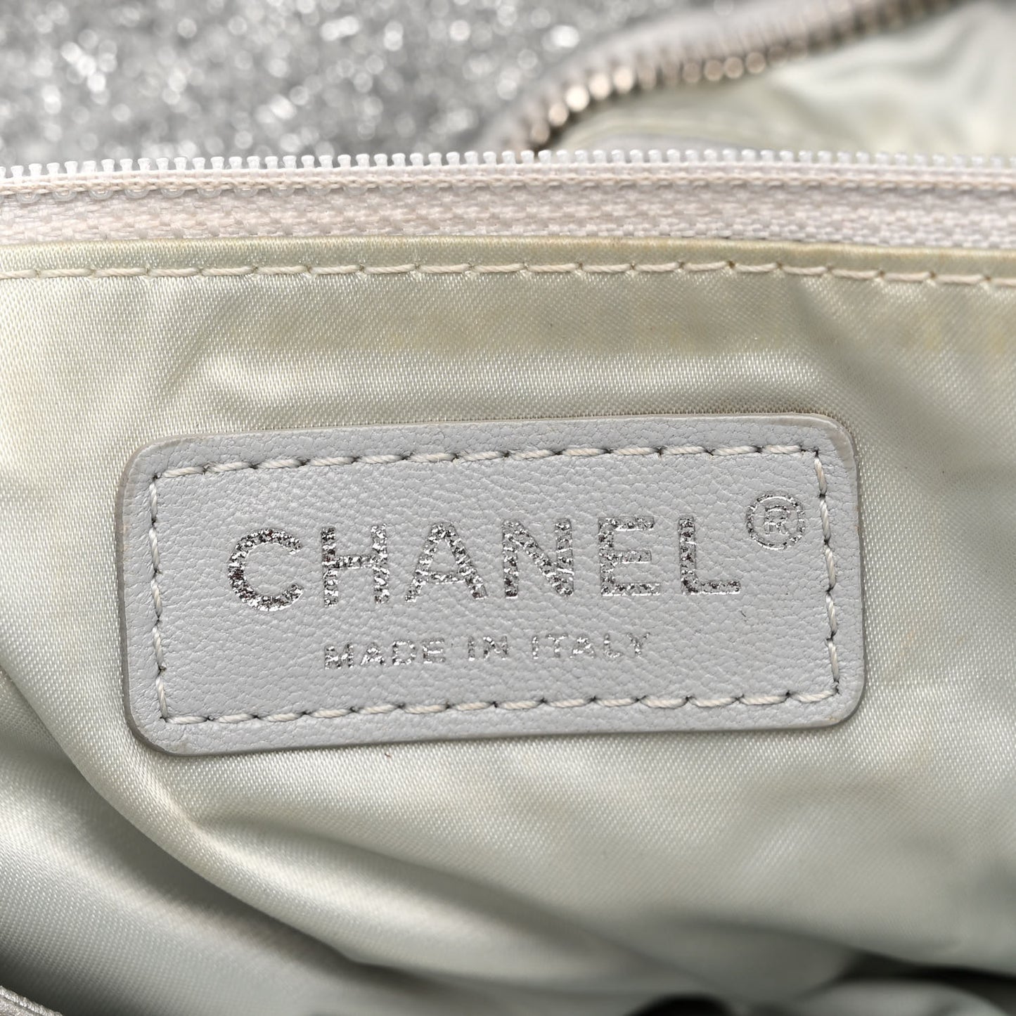 Lurex Knit Medium Pluto Glitter Tote Silver