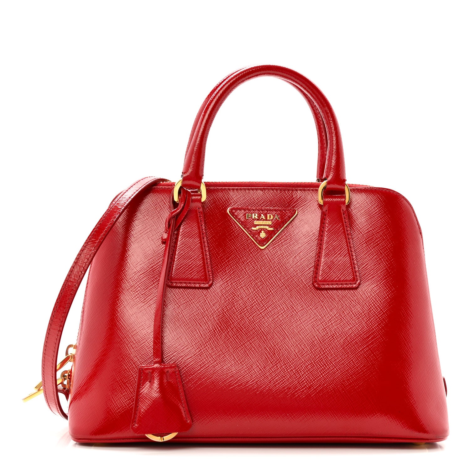 Prada Saffiano Vernice Small Promenade Tote Rosso 1 of 15