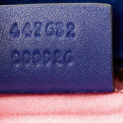 Gucci Velvet Matelasse Small GG Marmont Chain Shoulder Bag Cobalt 7 of 11