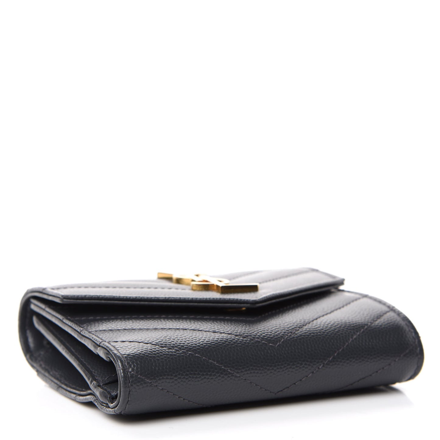 Grain De Poudre Matelasse Chevron Monogram Compact Tri Fold Wallet Smog
