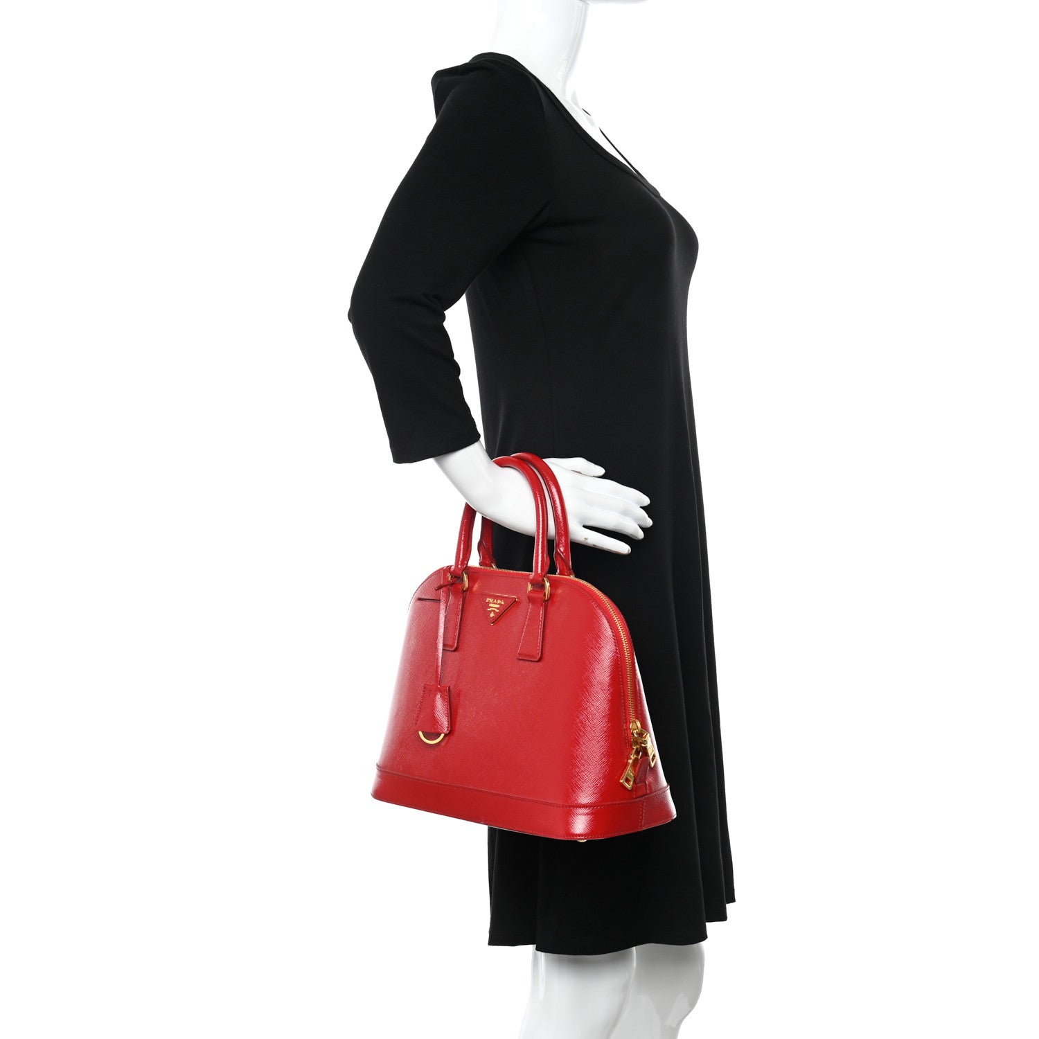 Prada Saffiano Vernice Medium Promenade Tote Rosso 2 of 9