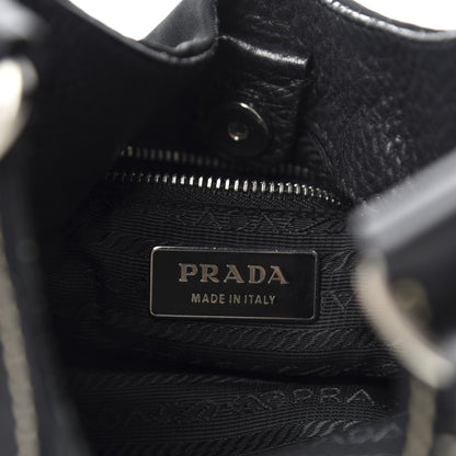Prada Tessuto Light Nylon Vitello Daino Shoulder Bag Black 10 of 11