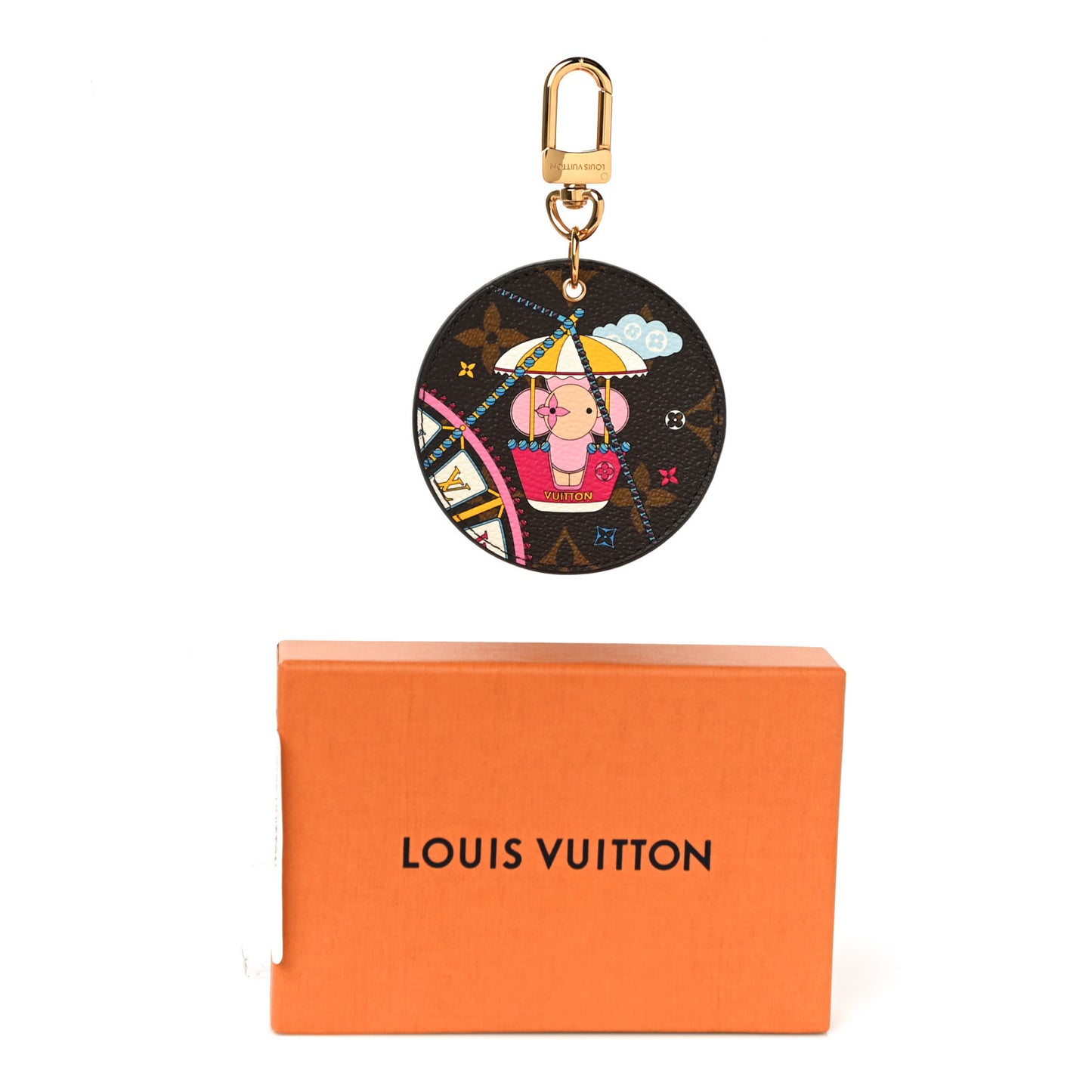 Monogram 2020 Christmas Animation Big Wheel Bag Charm Key Ring Rose Ballerine