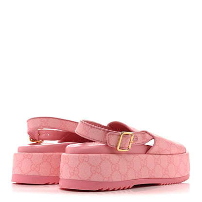 Gucci GG Supreme Monogram Granada Kid Angelina Platform 35mm Slingback Sandals 40.5 Cotton Candy Dark Cotton Candy Wild Rose 5 of 12