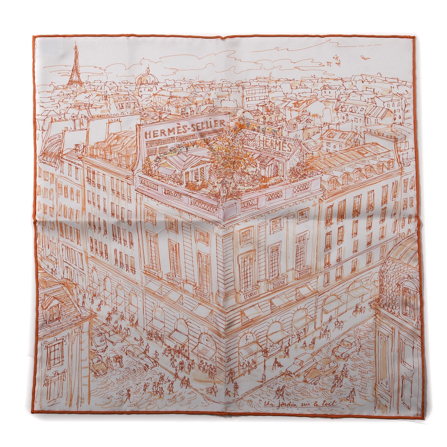 Hermes Silk Un Jardin sur le Toit Pocket Square Scarf 1 of 5