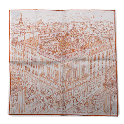 Hermes Silk Un Jardin sur le Toit Pocket Square Scarf 1 of 5