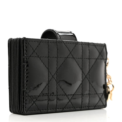 Christian Dior CHRISTIAN DIOR Patent Cannage Lady Dior 5-Gusset Card Holder Black 3 of 9