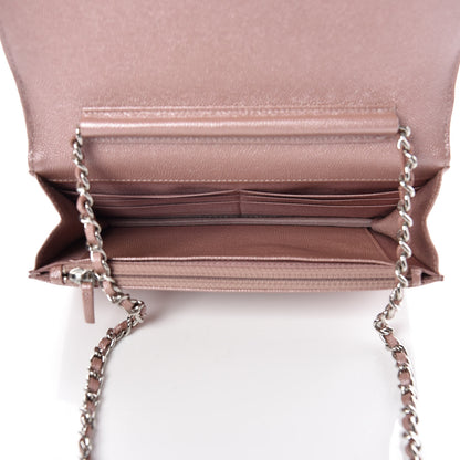 Chanel Metallic Caviar Chevron Quilted Vintage Mademoiselle Wallet On Chain WOC Pink 7 of 10