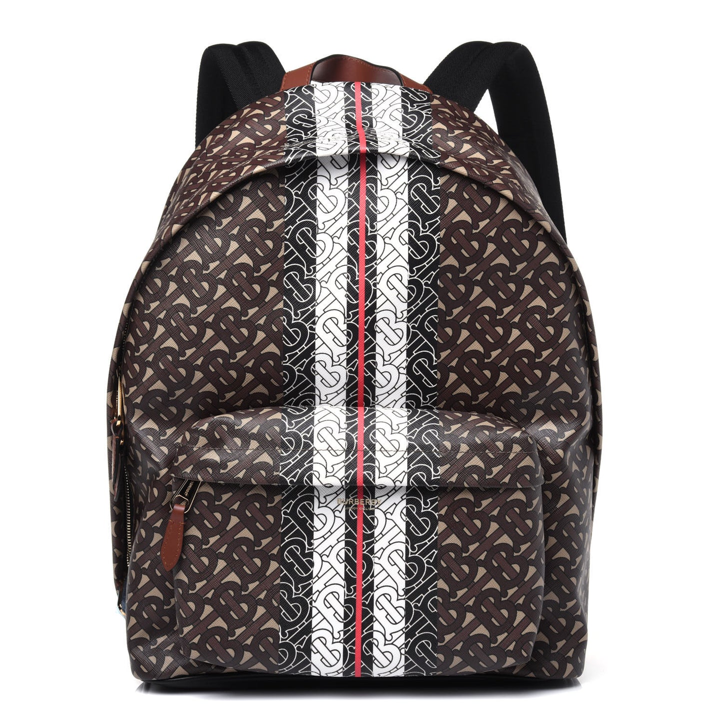 E-Canvas Monogram Stripe Backpack Bridle Brown