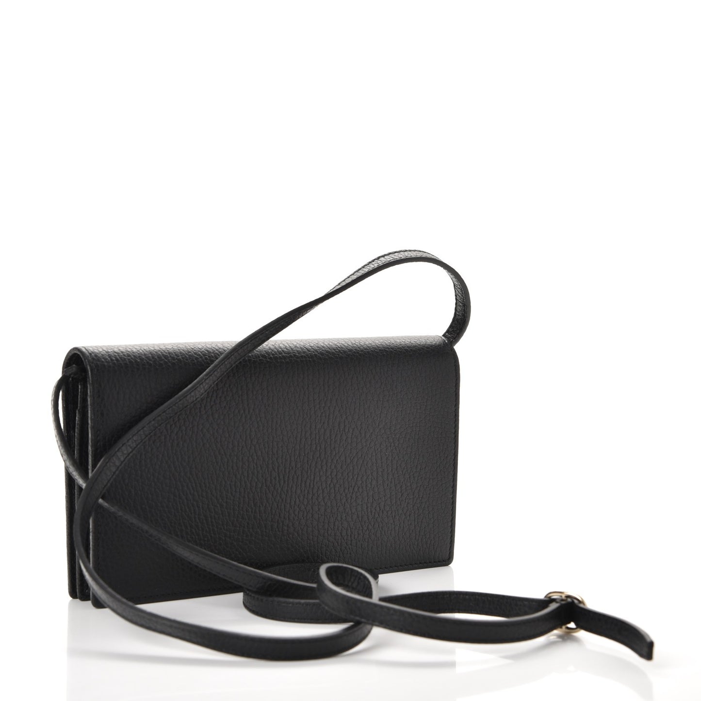 Dollar Calfskin Mini Swing Wallet Bag Black