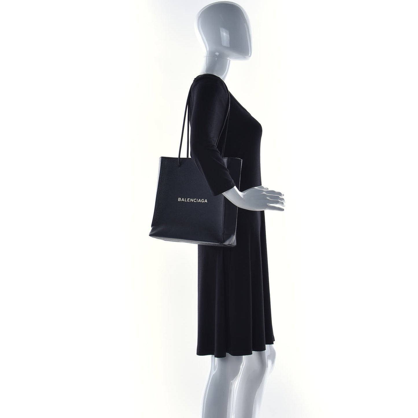 Calfskin Logo Small Shopping Black