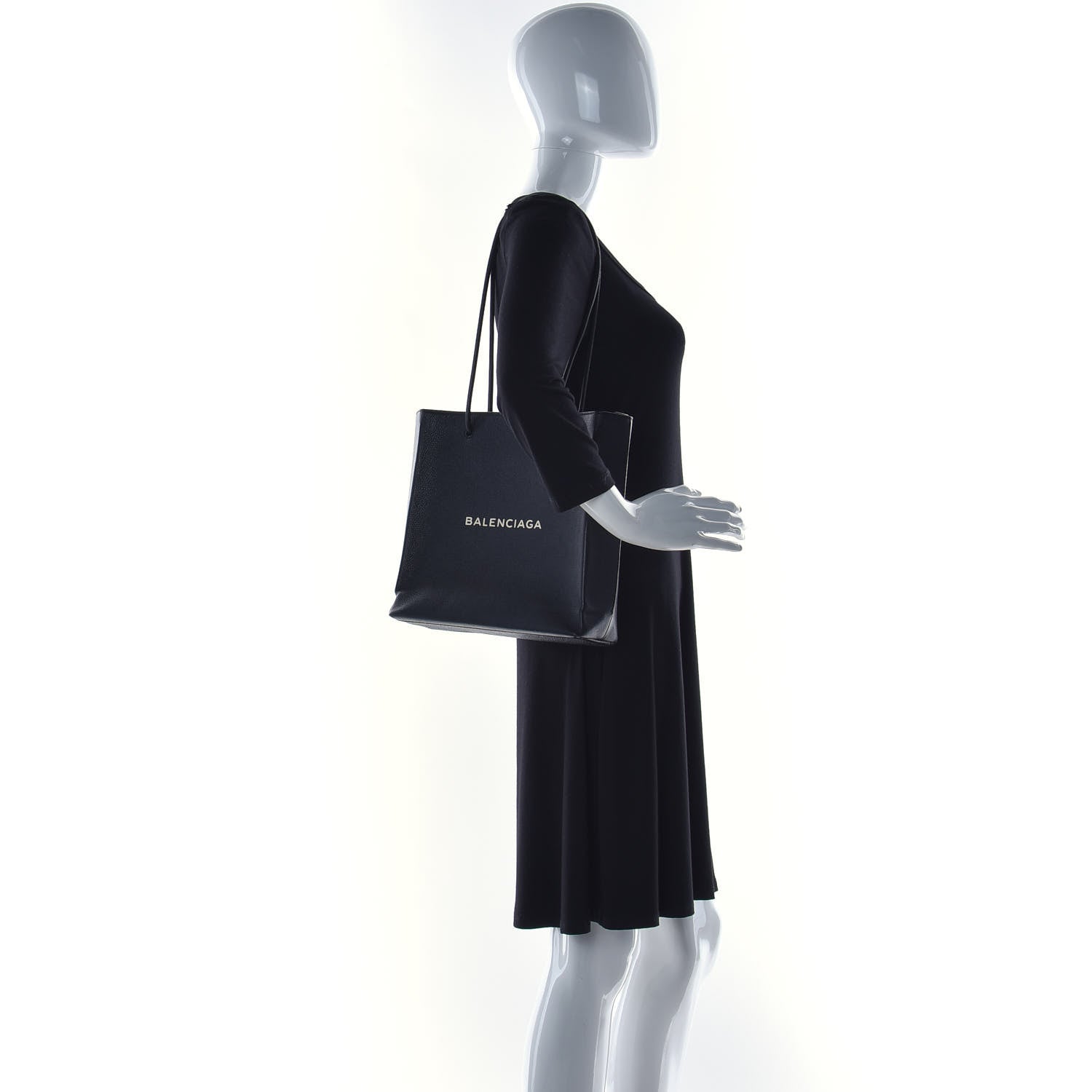 Balenciaga Calfskin Logo Small Shopping Black 2 of 14