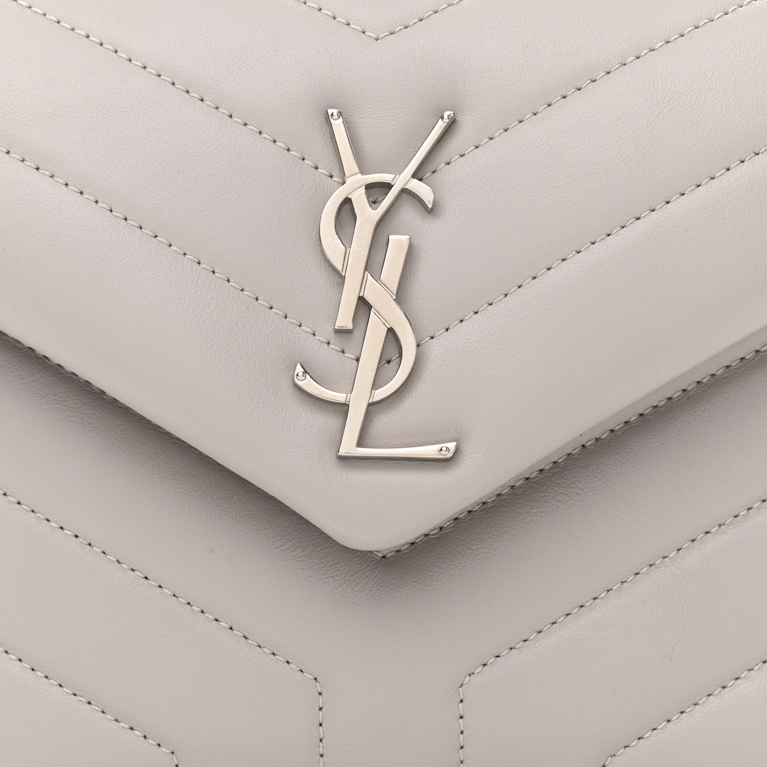 Saint Laurent Calfskin Y Quilted Monogram Small Loulou Chain Satchel Granite 8 of 11