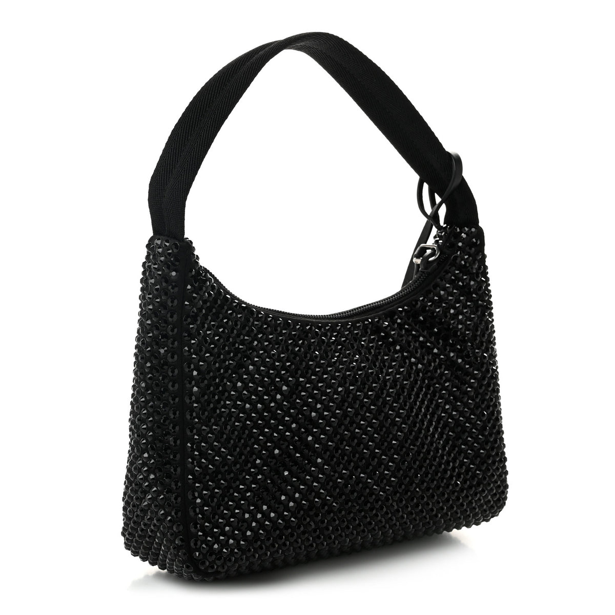 Prada Satin Crystal Mini Re-Edition 2000 Bag Black 3 of 11