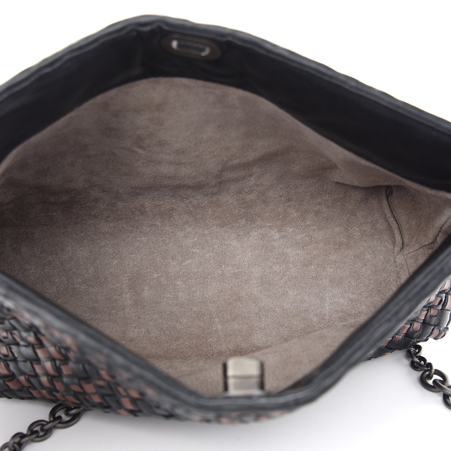 Nappa Intrecciato Chain Crossbody Black Brown
