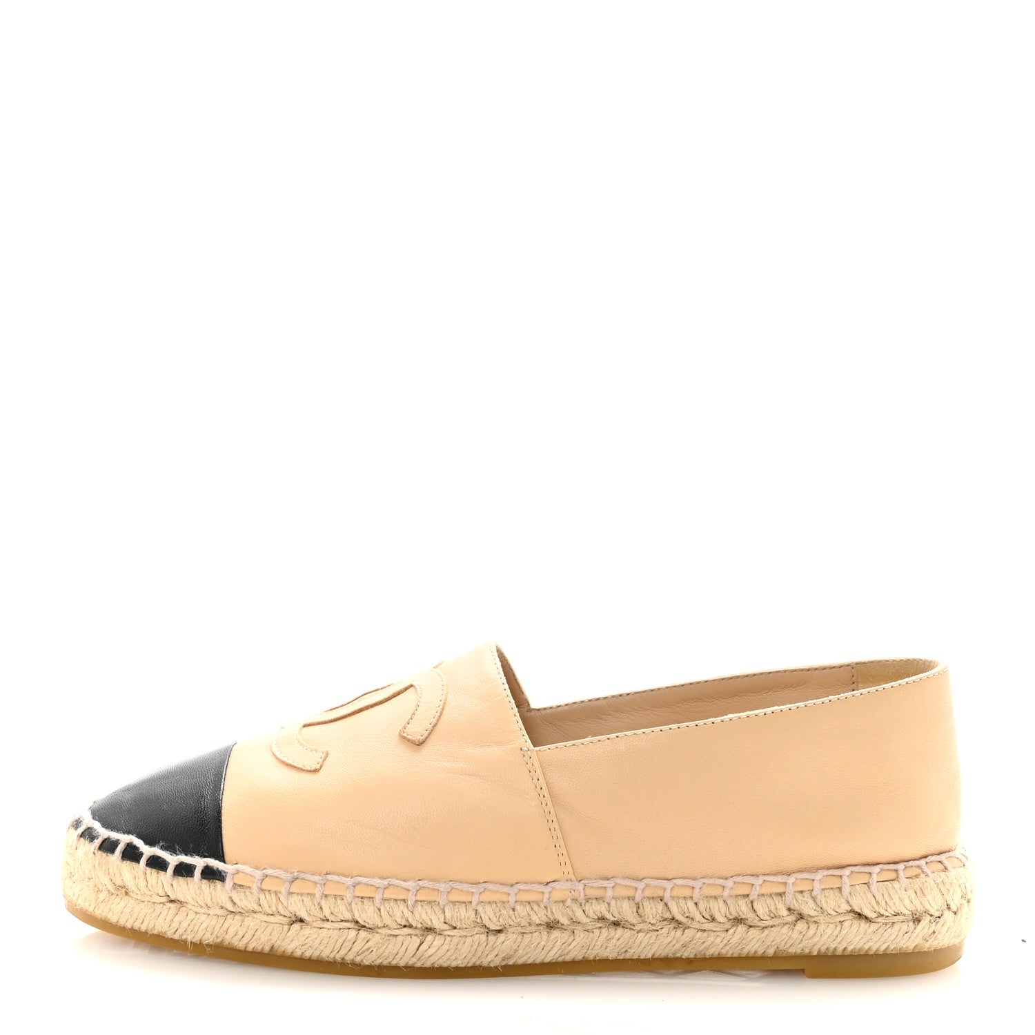 Chanel Lambskin CC Espadrilles 36 Beige Black 1 of 9