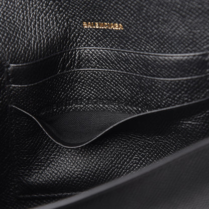 Balenciaga Signature Grained Calfskin Logo Ville Wallet on Chain Black 7 of 11