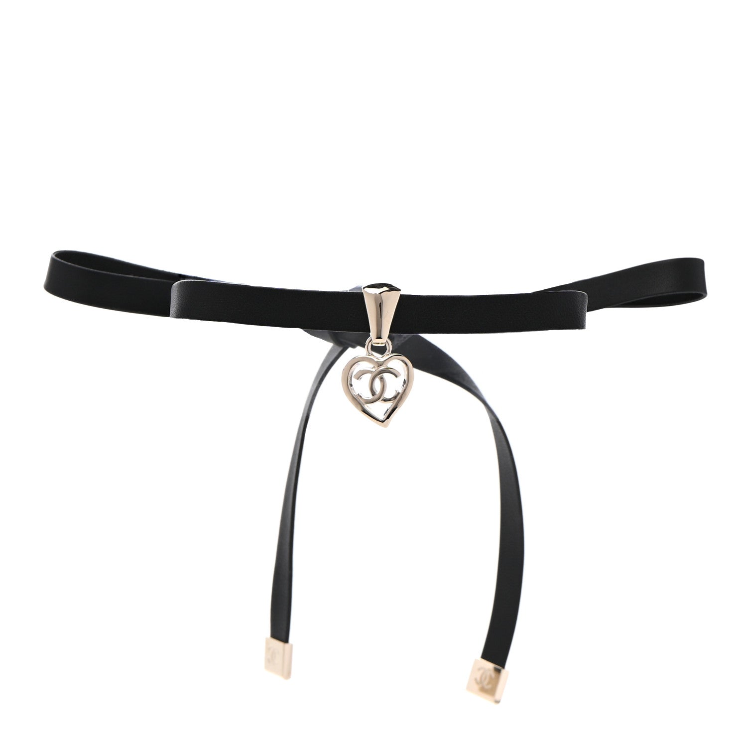 Chanel Lambskin CC Heart Choker Necklace Black 1 of 6