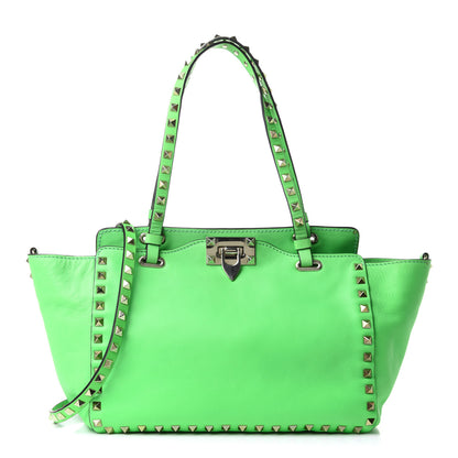 Valentino Garavani Vitello Small Rockstud Tote Green Fluo 1 of 12